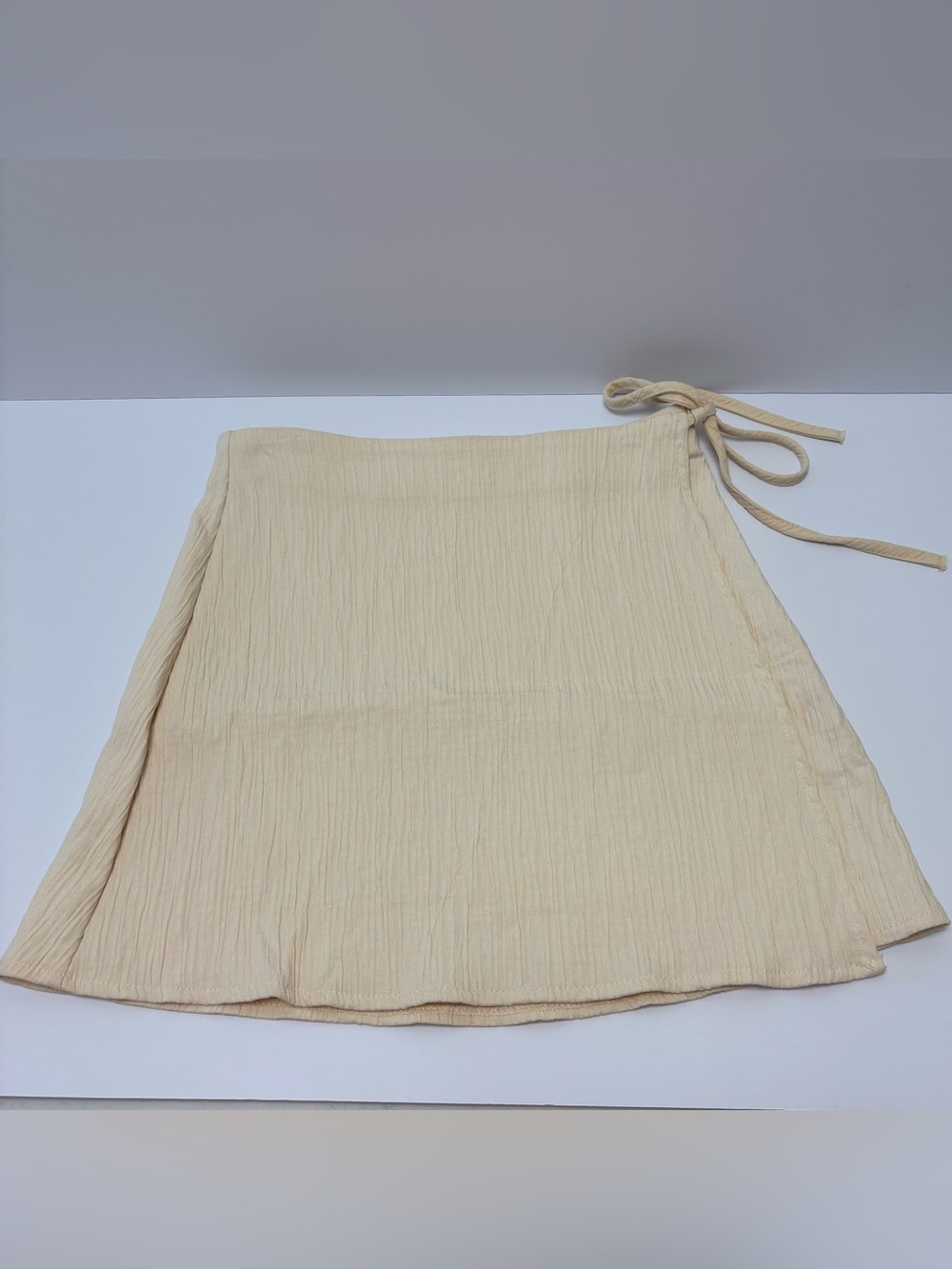 Zara Cream Textured Wrap Mini Skirt XS Tie Side